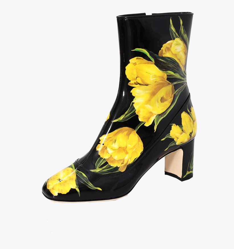 Dolce & Gabbana Tulip Print Patent Boot - Basic Pump, transparent png