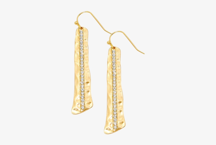 Hammered Metal Bar Earrings, Gold - Earrings, transparent png