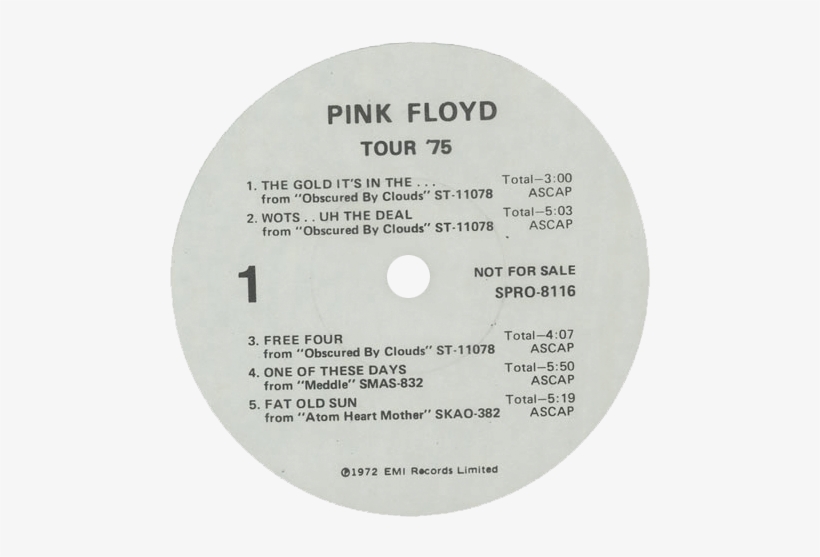 Emi Em 26 £10 - Pink Floyd Tour 75, transparent png
