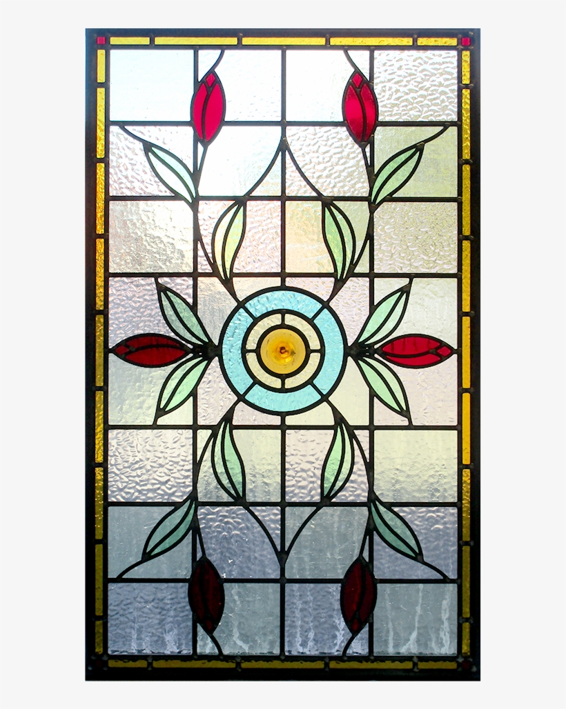 Intricate Floral Art Nouveau Stained Glass Panel - Stained Glass, transparent png