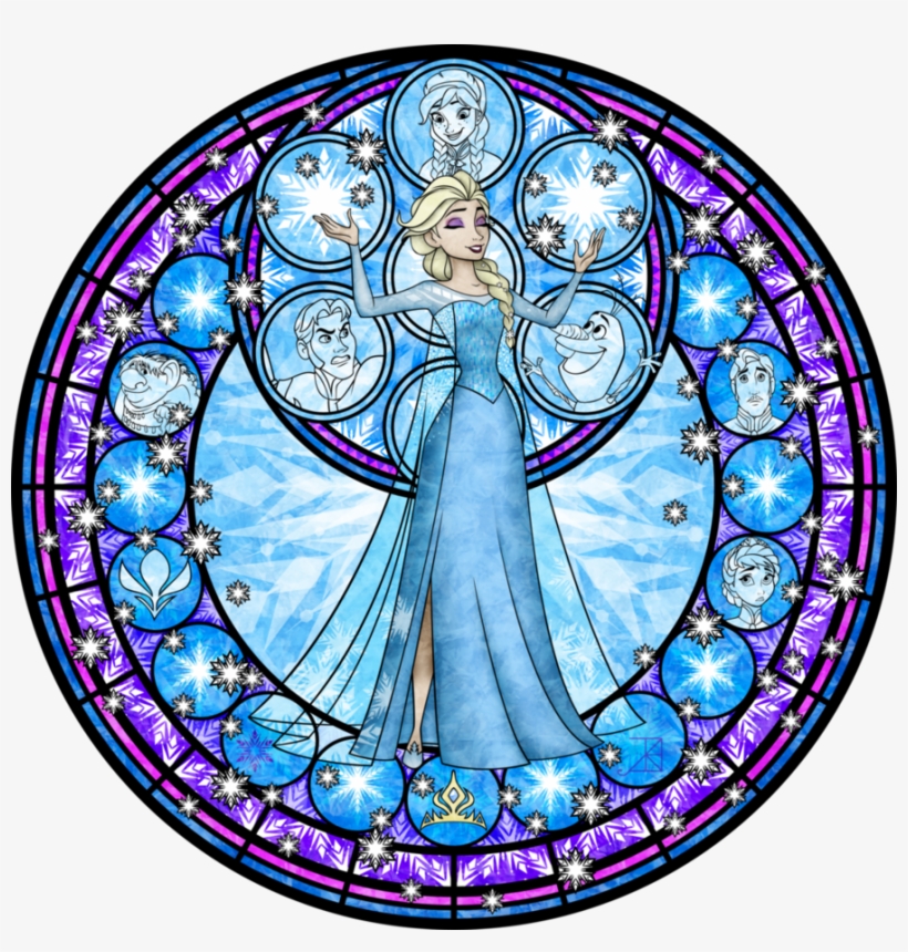 Elsa Stained Glass Vector By Akili Amethyst-d7c721b - ディズニー ステンド ガラス 風, transparent png