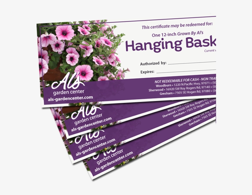 Stack Of Al's Hanging Basket Vouchers - Hanging Basket, transparent png