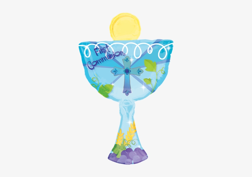31" 1st Communion Blue Chalice Supershape Foil Balloon - Balloons First Communion, transparent png