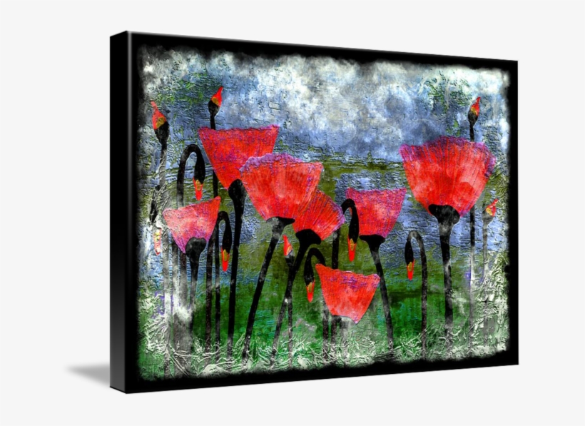 26a Abstract Floral Red Poppy Painting, transparent png