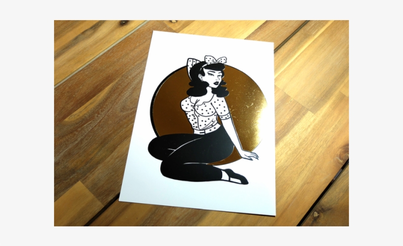 Gold Foil Pinup Print - Cartoon, transparent png