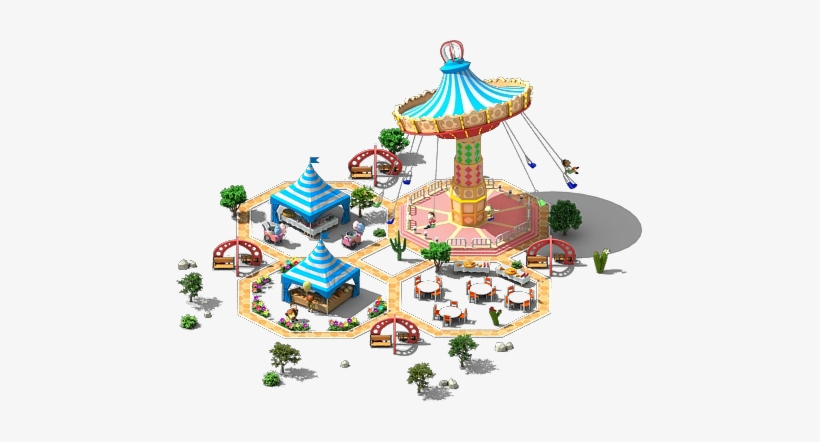 Swing Carousel L1 - Amusement Park Swing Rides Png, transparent png