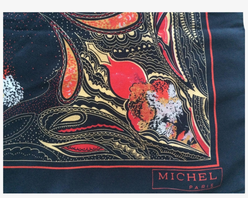 Vintage Michel Paris Black And Red Paisley Scarf - Paris, transparent png