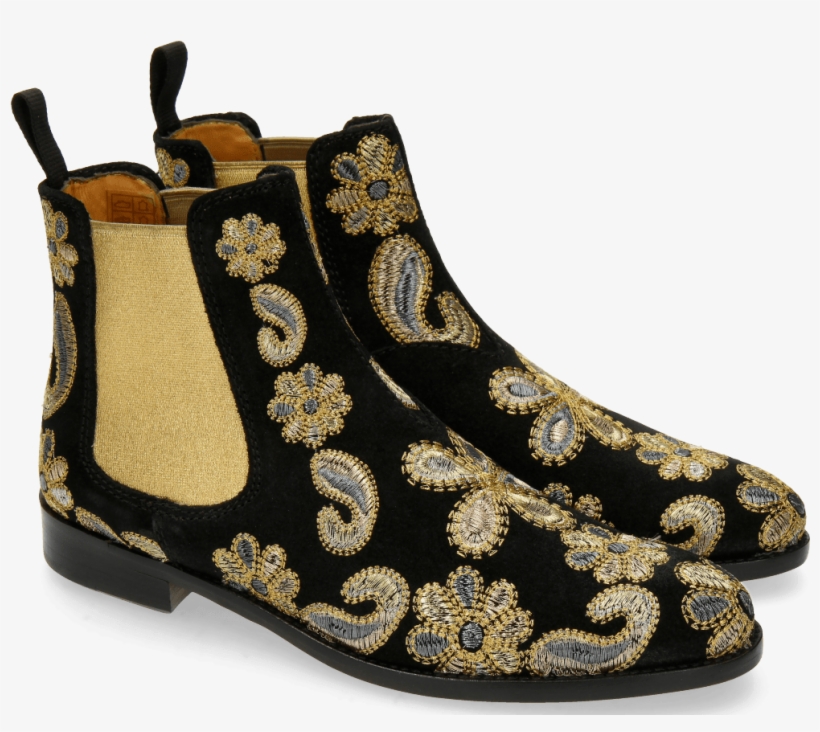 Ankle Boots Roberta 8 Black Embrodery Paisley Elastic - Chelsea Boot, transparent png