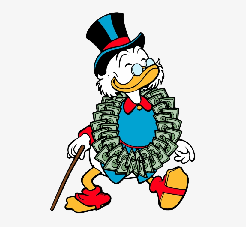 Scrooge Wearing Dollar Bills Around His Neck - Uncle Scrooge, transparent png