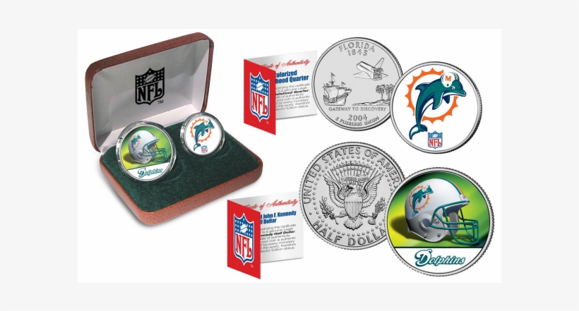 Nfl 2-coin Set State Quarter & Jfk Half Dollar In Exclusive - Miami Dolphins, transparent png