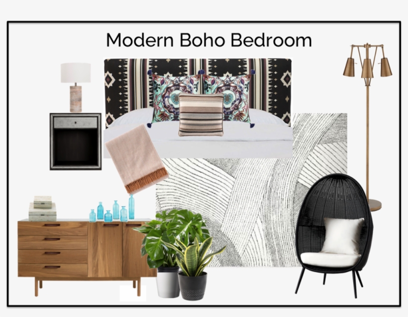 Design Board Modern Boho Bedroom Updated - Union Rustic Fuller Linen Upholstered Panel Headboard, transparent png