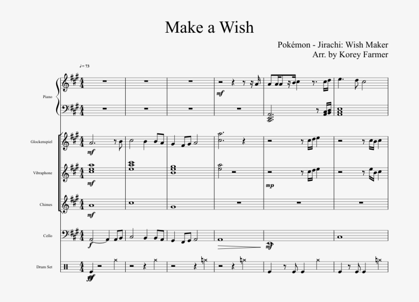 Make A Wish Sheet Music Composed By Pokémon - Sheet Music, transparent png