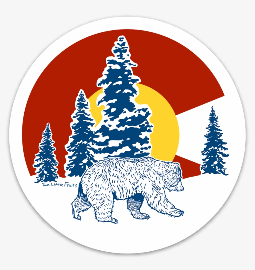 Colorado Flag Bear 4" Vinyl Sticker, Sticker - Two Little Fruits, transparent png