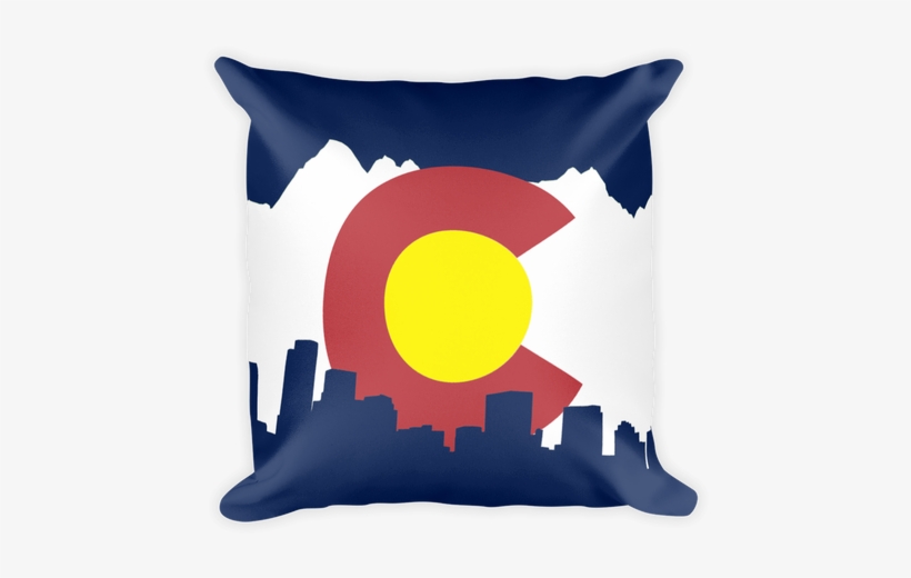 Denver Skyline Colorado Flag Pillow - Denver Skyline Art Mountains, transparent png