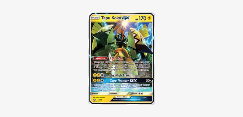 Pokemon Tapu Koko Gx Sm33 Holo Card, transparent png