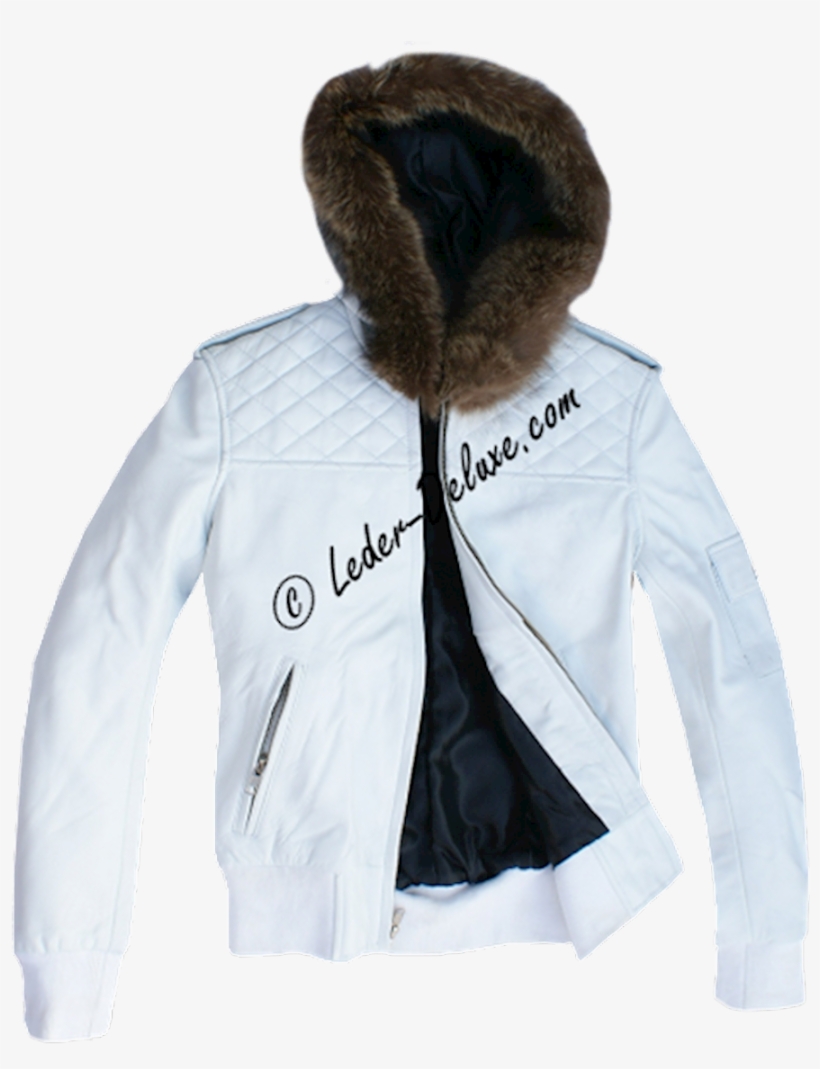 Women's Hooded Leather Blouson Pj57, transparent png