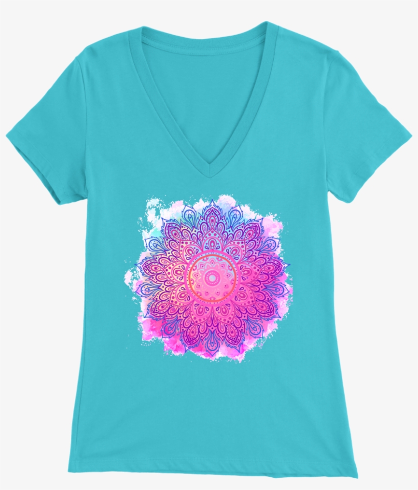 Mandalamerch Watercolor Wheel Womens V Neck - Shirt, transparent png