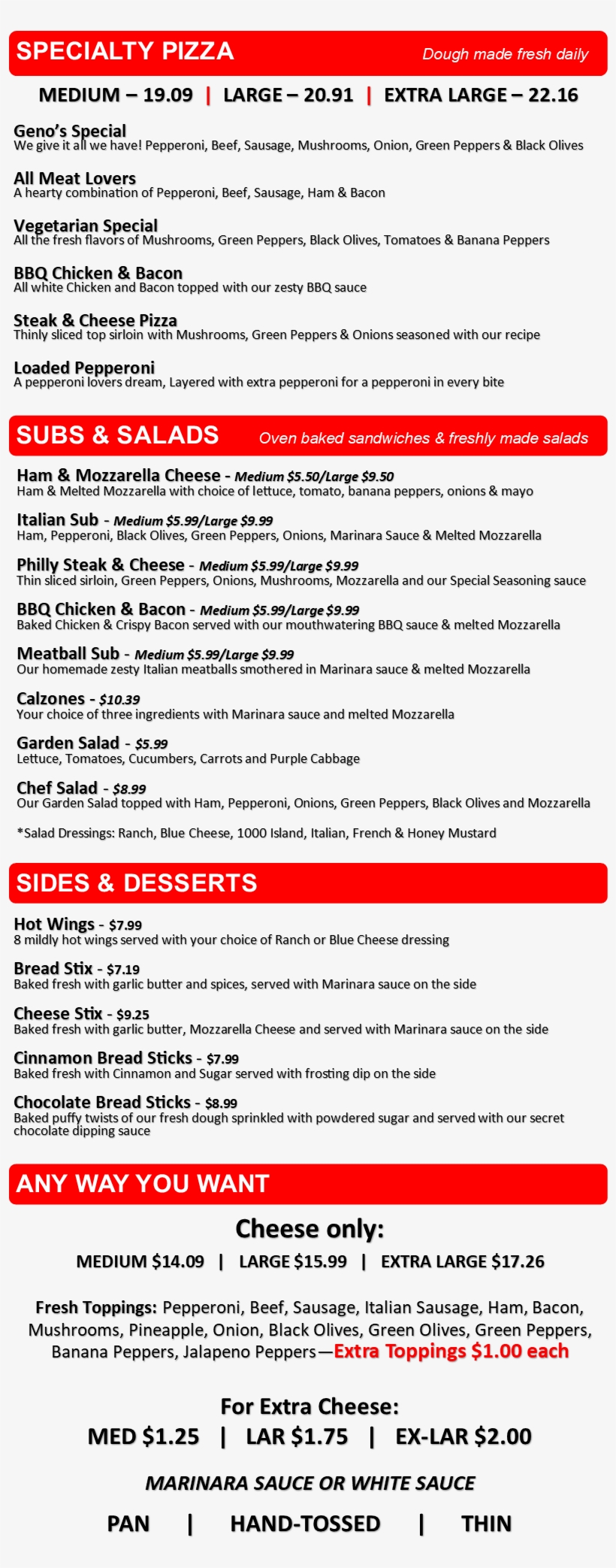 Order Online - Genos Pizza Muncie Menu, transparent png