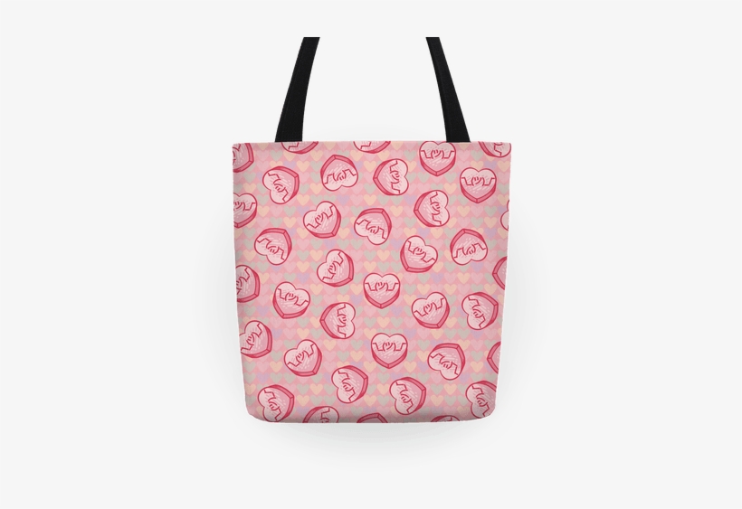 Shrug Emoji Candy Hearts Pattern Tote - Shrug, transparent png