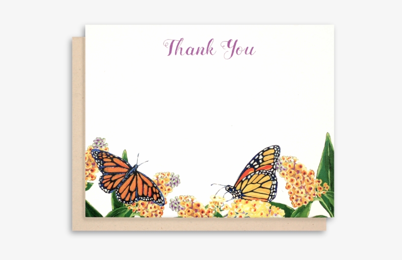 Monarch Butterfly Flat Note Cards - Foral Business Thank You Card, transparent png