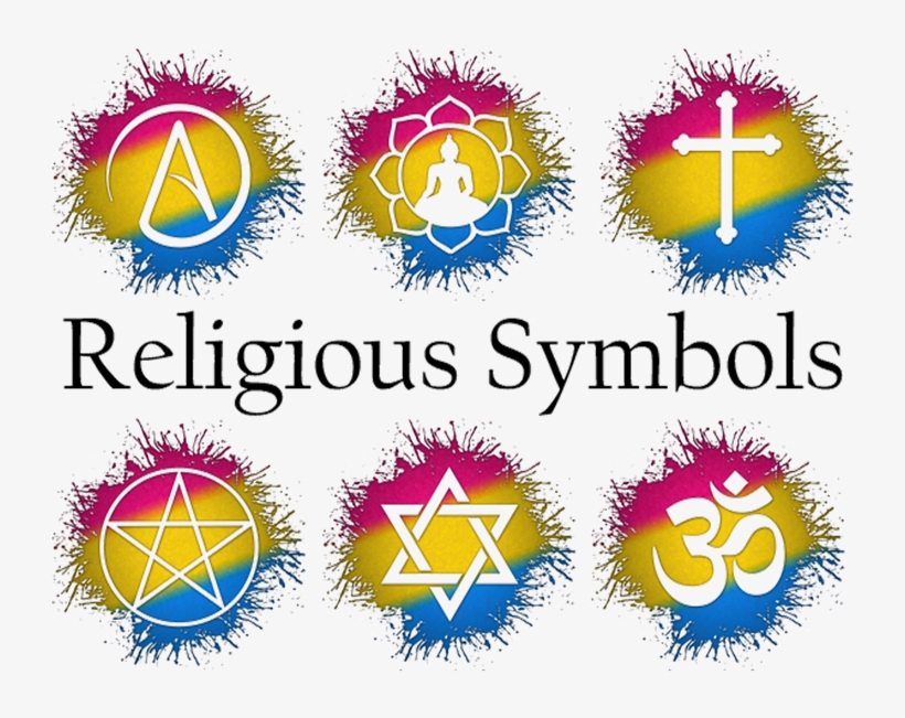 An Assortment Of Various Religious Symbols In Pansexual - Pansexual Pride Buddhist Lotus Throw Blanket, transparent png