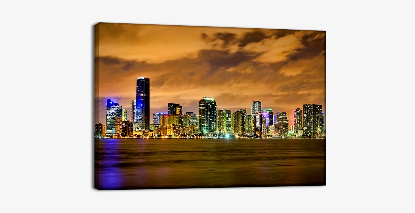 Miami Skyline After Dark - Miami, transparent png