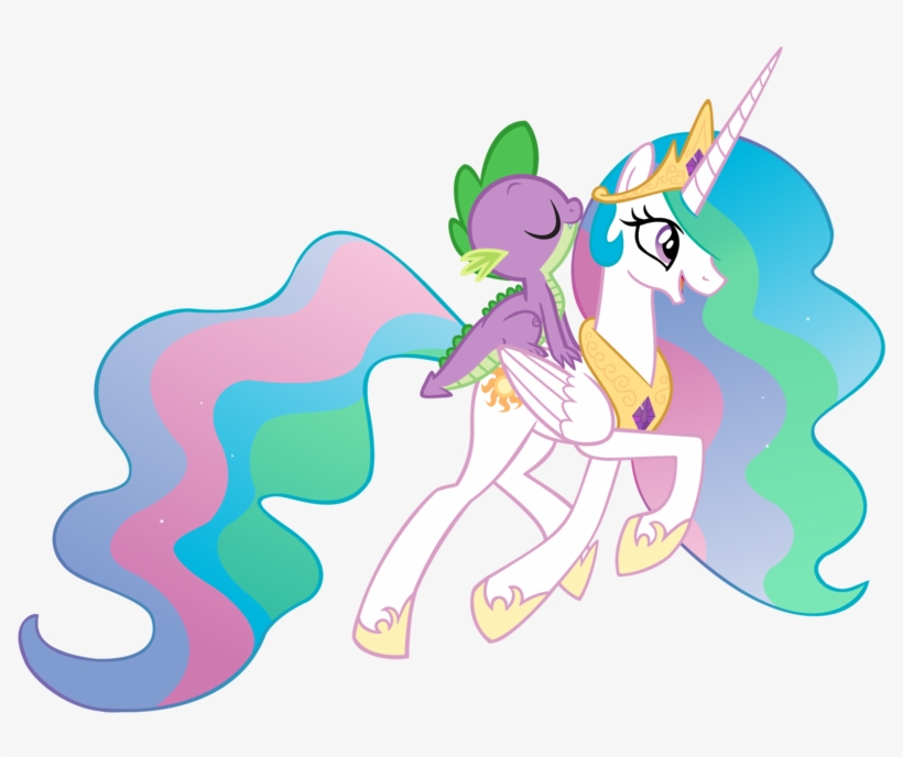Queencold, Eyes Closed, Happy, Open Mouth, Princess - Spike And Princess Celestia, transparent png