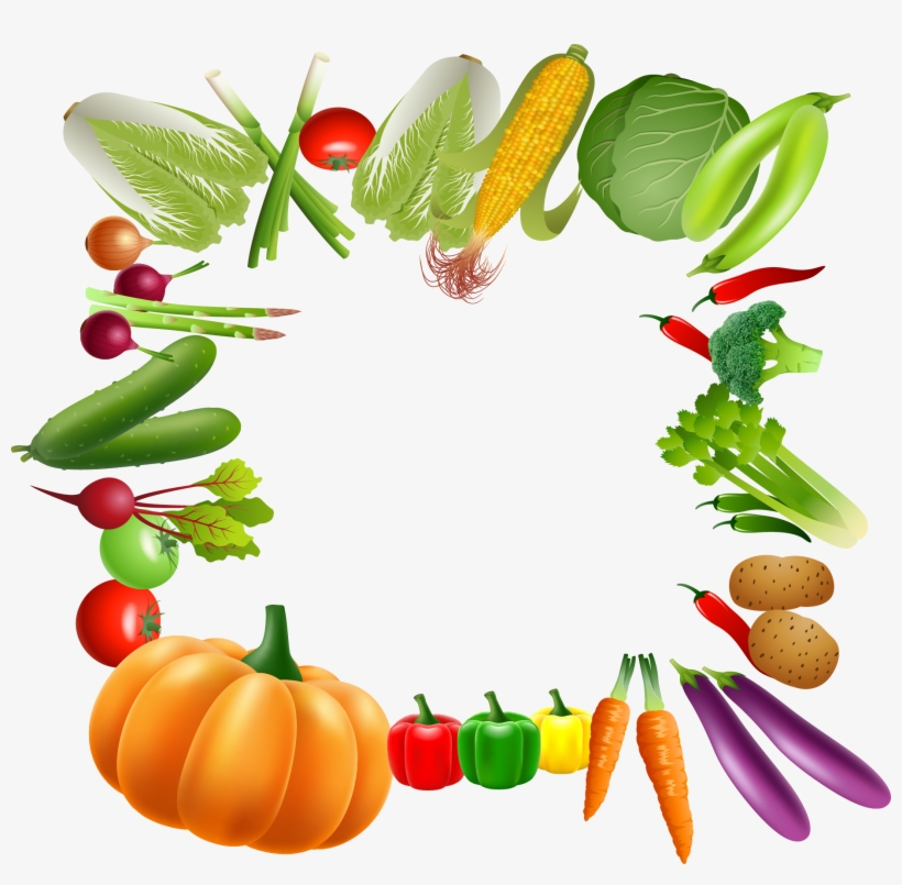 Vegetable Vegetarian Cuisine Fruit Clip Art - Fruit And Vegetables Border Clipart, transparent png