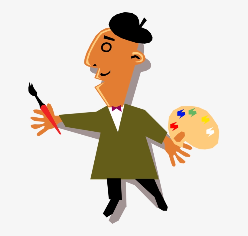 Vector Illustration Of French Painter Artist With Beret - Creative Clip Art, transparent png