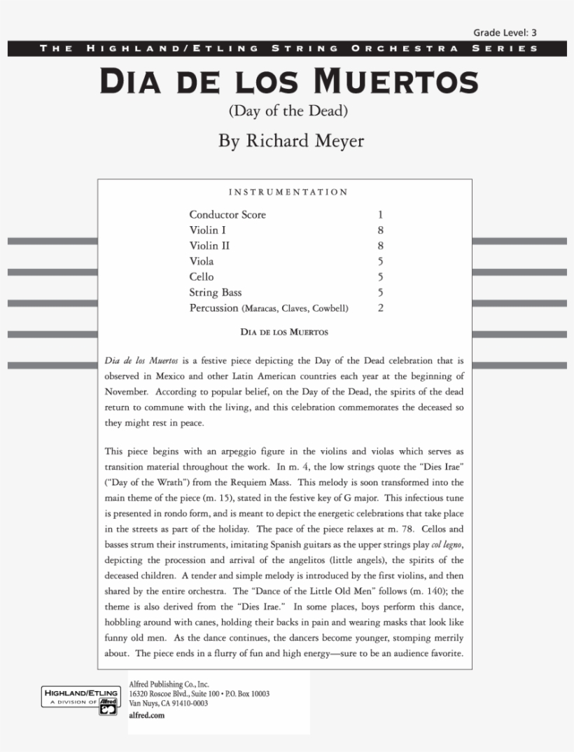 Dia De Los Muertos Thumbnail - Fantasia On An Original Theme Violin 2, transparent png