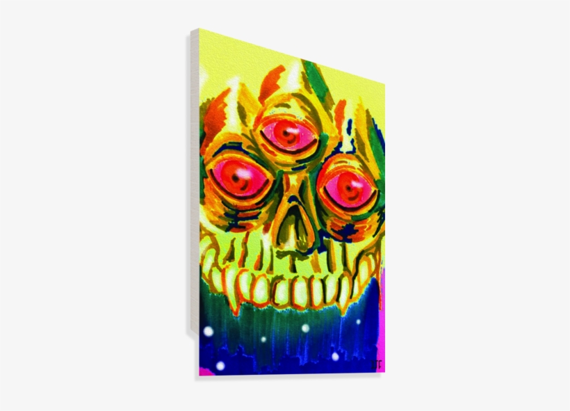 Three Eyed Skull Painting Canvas Print - Artist, transparent png