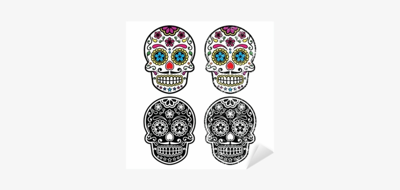 Mexican Retro Sugar Skull, Dia De Los Muertos Icons - Tatuaż Kolorowa Czaszka, transparent png