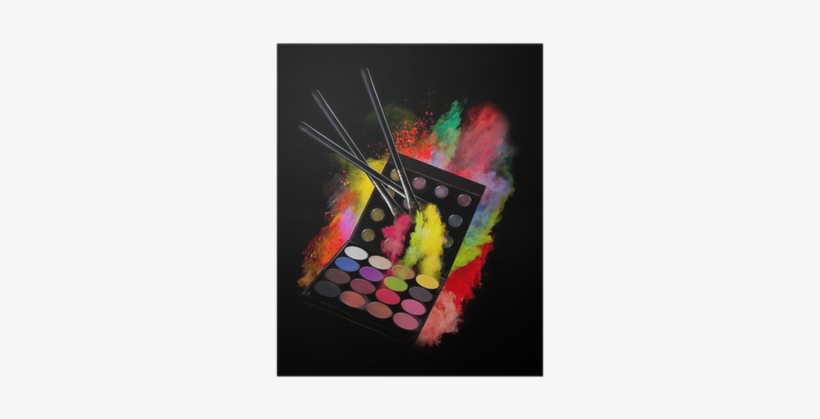 Make-up Accesories With Frozen Motion Of Colored Powder - Stock Photography, transparent png