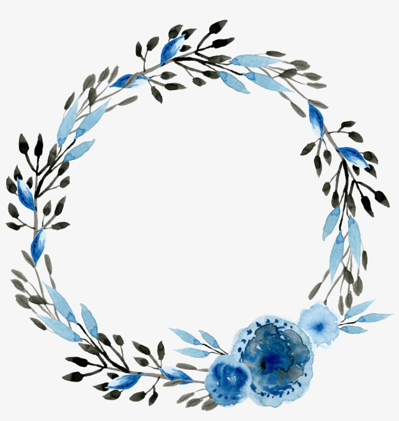 Watercolour - Blue Watercolor Wreath Png, transparent png