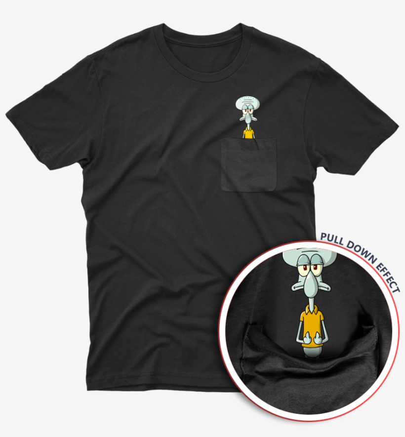 Squidward Middle Fingers Black Unisex Pocket T-shirt - Eevee Middle Finger Shirt, transparent png