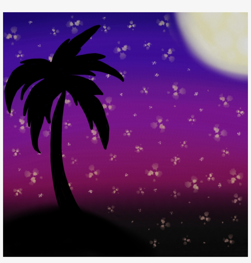 #palm #tree #moonlight #stars - Illustration, transparent png