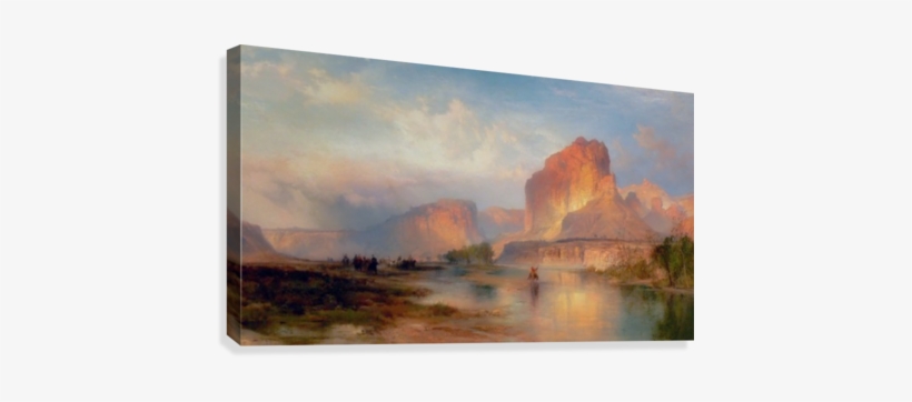 Riders Along The River Canvas Print - Thomas Moran Cliffs Of Green River, transparent png