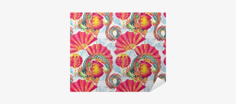 Chinese Dragon Watercolor Seamless Pattern - Watercolor Painting, transparent png