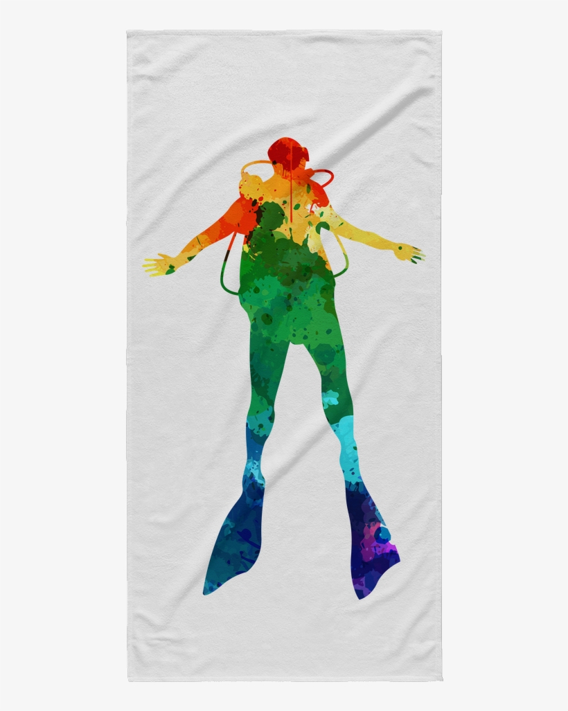 Watercolor Scuba Diver Beach Towel Scuba Diving 1024x1024 PNG