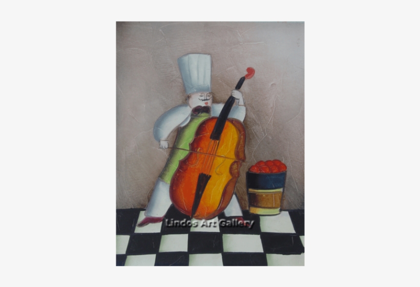 Chef With Cello Checkered Floor Painting - Viola, transparent png