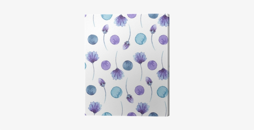 Watercolor Blue Flowers And Confetti Seamless Pattern - Vinyl Wall Mural, transparent png