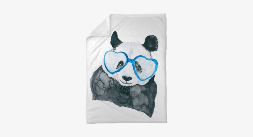 Panda With Glasses - Watercolor Painting, transparent png