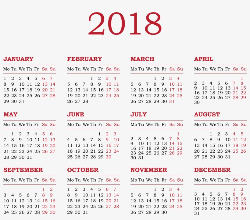 2018 Calendar Transparent Png Clip Art, transparent png