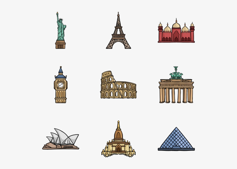 Monuments Of The World World Landmarks Icons Png 600x564 PNG