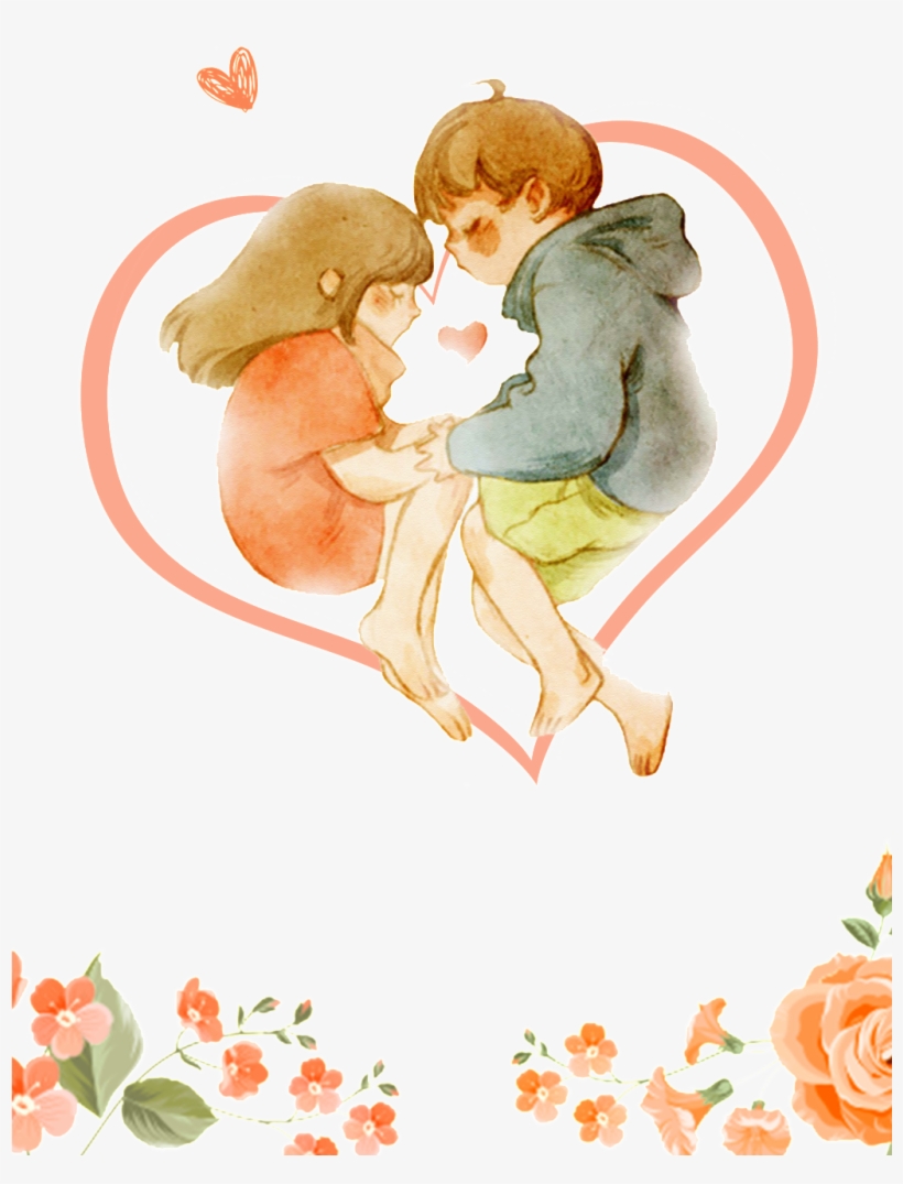 Cartoon Silhouette Hand Drawn Couple Knot Illustration - Illustration, transparent png
