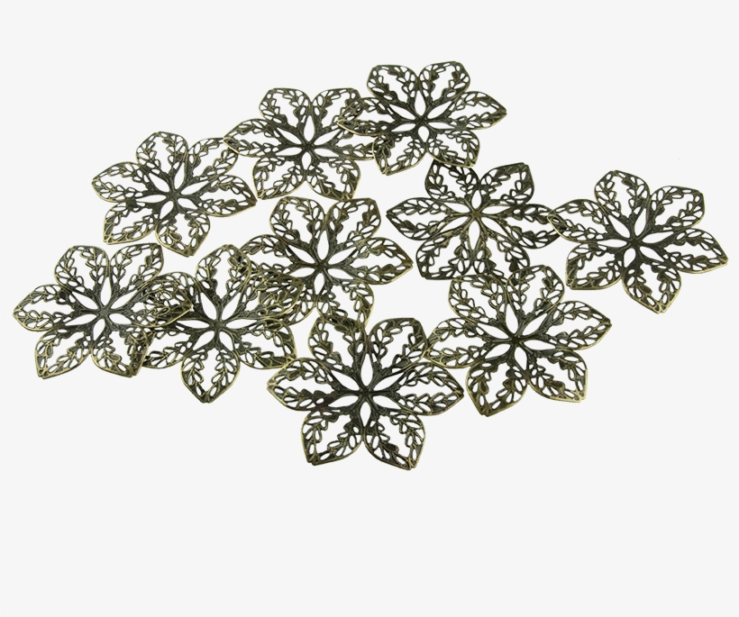 10 Filigree Antique Gold Flower Embellishment - Gold, transparent png