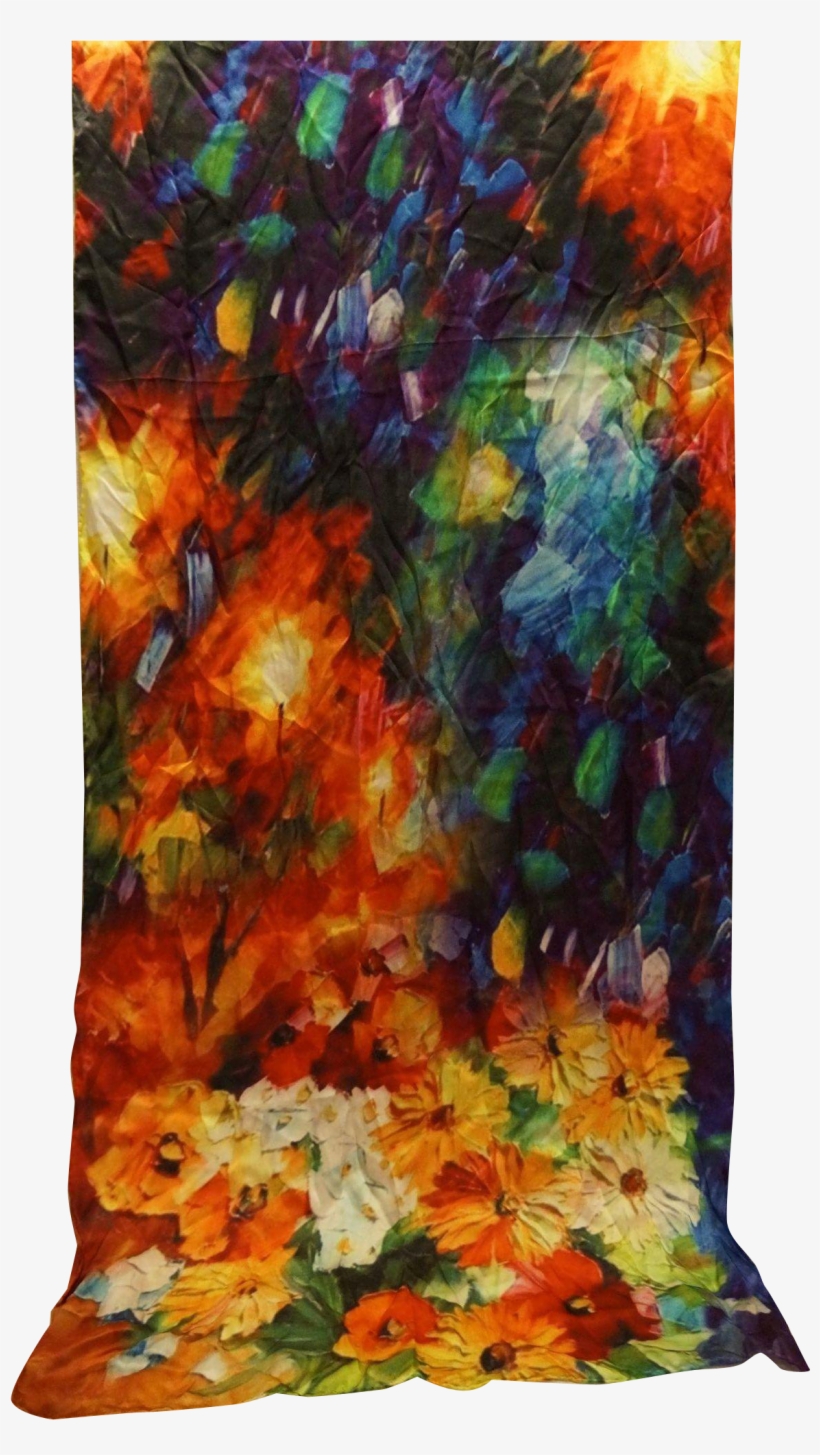 Bright Floral Jewel Tones Silk Scarf Oblong Wrap Large - Modern Art, transparent png