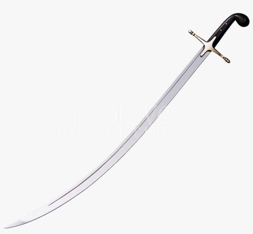 Sword Png Image - Cold Steel Shamshir, Black Faux Buffalo Horn, Leather, transparent png