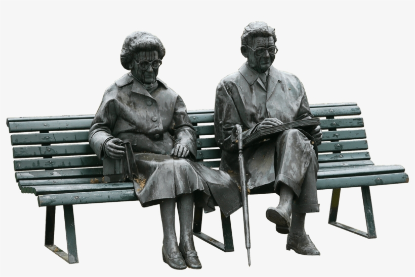 Couple Old People Sitting On A Bench Statue - All Png Transparent Full Hd, transparent png