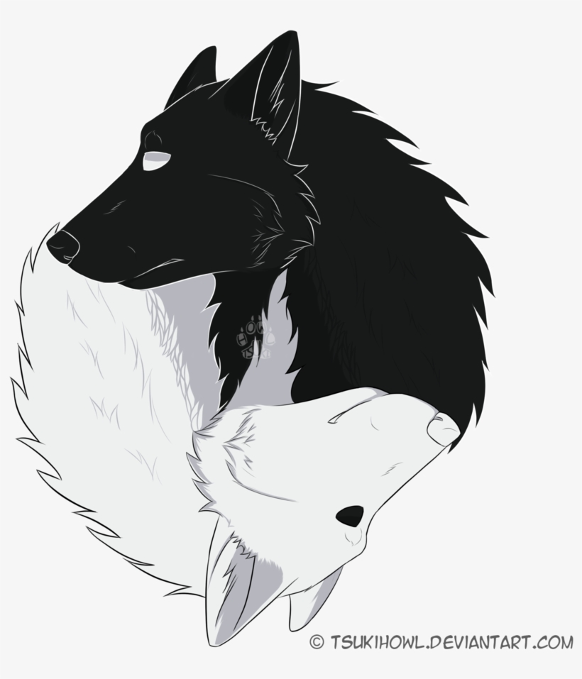 Wolf Yin Yang - Black And White Wolf Yin Yang, transparent png